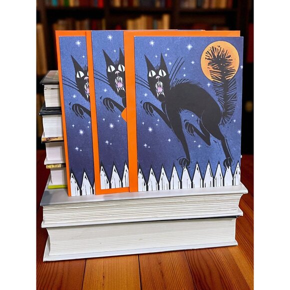 VTG Halloween Greeting Card Black Cat Pumpkin Moon 100% Recycled Paper NOS 1988 - Picture 6 of 6